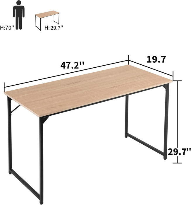 Computer Desk,47.2 Inches Home Office Desk Writing Study Table Modern Simple Style PC Desk with Metal Frame，Nature