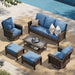 6-Piece Patio Furniture Set with High Back Chairs, Blue