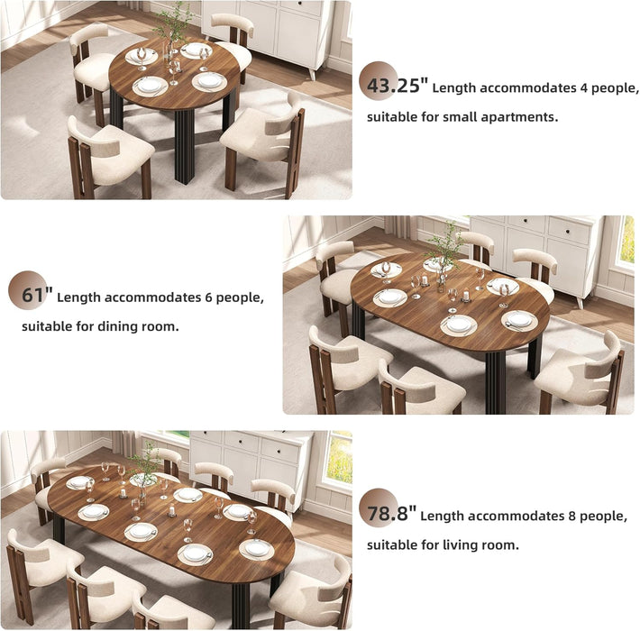 Walnutwood Oval Extendable Dining Table With Leaves