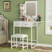 Pearl White Makeup Vanity Desk Integrated Lighting