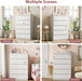 5 Drawer Dresser for Bedroom, White Dresser Chest of Drawers, Tall Dressers for Bedroom with Handleless Drawers, 15" D X 23.7" W X 40.4" H Storage Dressers for Living Room, Hallway and Entryway-White