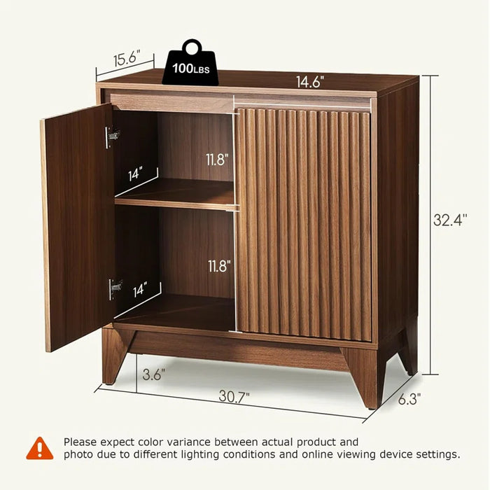 Zetes 32" Tall 2 - Door Accent Cabinet with Adjustable Shelf