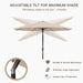 9FT Outdoor Patio Umbrella with Solar Lights, Market Table Umbrella with Push Button Tilt & Crank, 8 Sturdy Ribs, 32 LED Lights, UV Protection for Garden Lawn Deck Backyard Pool (Beige)
