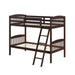 Hardwood Twin Bunk Beds with Inclined Ladder and Safety Guardrails