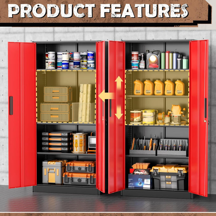 72 Inches Black Red Powdercoated Industrial Cabinet