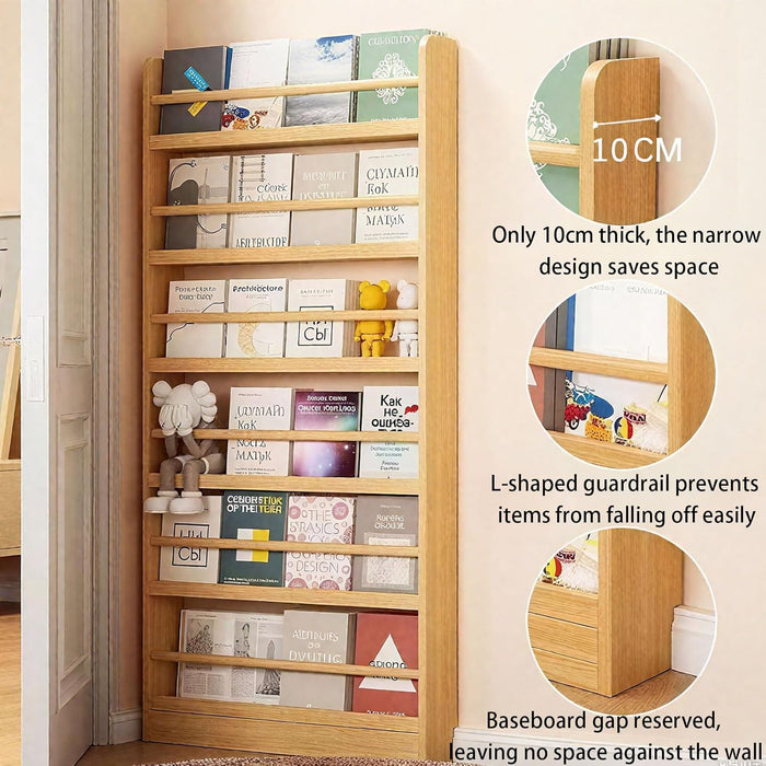 Behind Door Kids Bookshelf Solid Wood SpaceSavingDesign