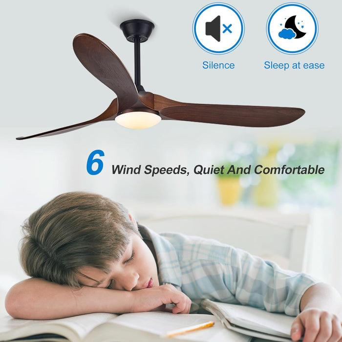 Farmhouse Outdoor Ceiling Fan With Solid Wood Blades