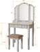 White Makeup Vanity Desk With Multicolored Lighting