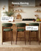 Metal Bar Stools Set of 3, 26″ Counter Height Bar Stools with Backs, Mid Century Modern Upholstered Barstools for Kitchen Island, Dining Room, Green