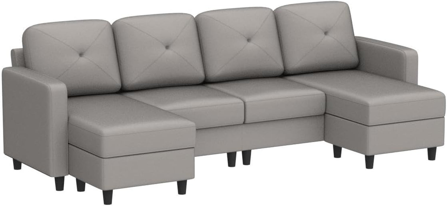 Light Gray U-Shaped Sectional Sofa with Chaise