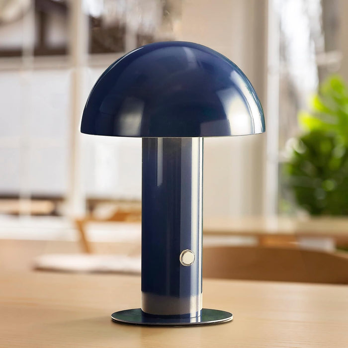 Boletus Mushroom Desk Lamp 10.75" Metal LED, Navy
