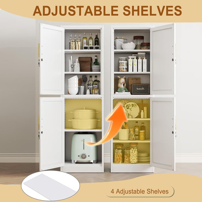 Tall White Metal Pantry Cabinet Sixtyseveninch Locking