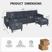 Sectional Couches for Living Room, 4 Seat Linen Sectional Sofa with Reversible Chaise Lounge/Storage Ottoman, U Shaped Couch with Smart Module-Wireless Charging/Usb/Type-C/Rgb Light (Blue)