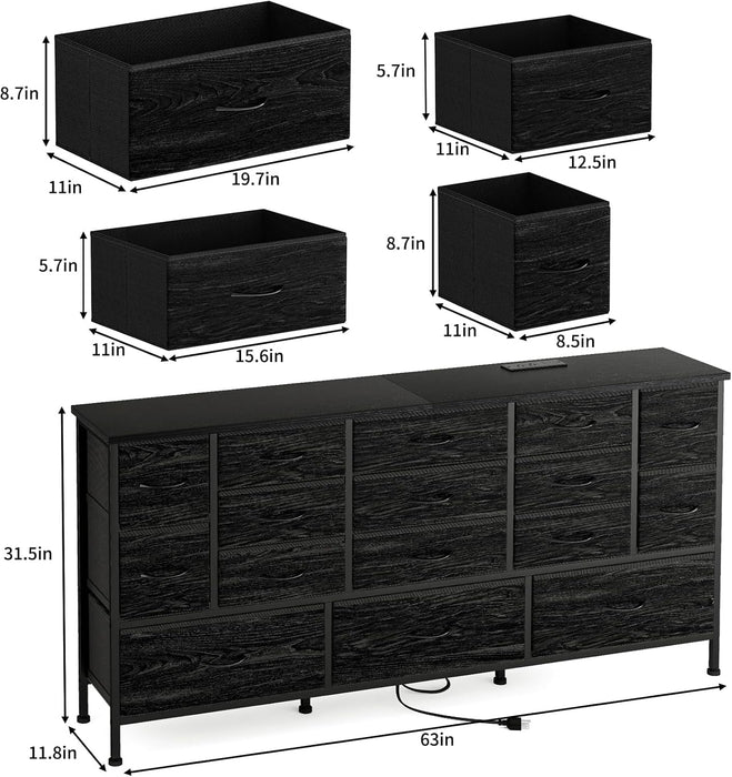 Black Dresser with 16 Drawers