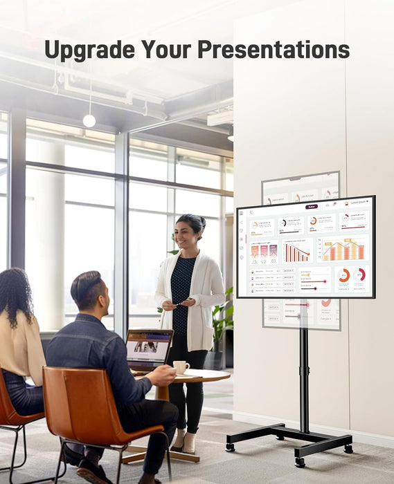 Floor TV Stand with Mount for 26-50 Inch Tvs up to 55 Lbs, TV Floor Stand with Rotation, Tilt, Level, Height Adjustable TV Stand for Bedroom/Living Room, Max VESA 300X300Mm, PGFS12