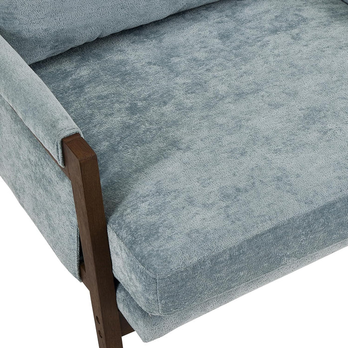 Blue Mid Century Modern Accent Armchair Upholstered