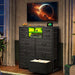 Black Dresser for Bedroom with LED Lights & Power Outlets 2 AC & 2 USB, Fabric 10 Drawer Dressers & Chest of Drawers with Open Shelves for Hallway Living Room Closet, Metal Frame, Wood Top