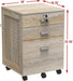 Box File Rolling Mobile Cabinet with Side Pegboard, Maple