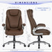 Executive Office Chair-Ergonomic Computer Desk Chair, High Back Leather Chair with Padded Flip-Up Arms, Swivel Home Office Chair Upgraded Caster, Brown