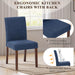 Upholstered Parsons Dining Chairs Set of 6, Modern Dining Room Chairs with Back, Fabric Kitchen Side Chairs with Wood Legs for Dinner Farmhouse Restaurant, Blue
