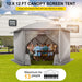 12X12Ft Camping Outdoor Gazebo, 6 Sided Pop-Up Gazebo Canopy with Mesh Windows, Portable Carry Bag, Waterproof, UV 50+, Large Shade Tents for Outdoor Camping, Backyard, Gray