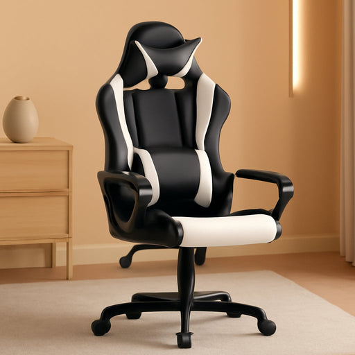 Ergonomic Gaming Chair with Lumbar Support (White)
