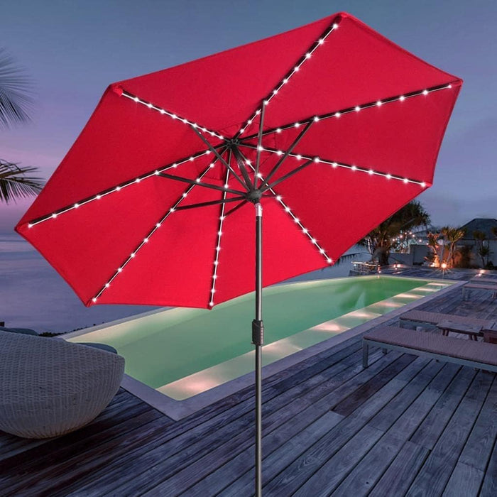 USA 10-Year-Non-Fading Solar Market Umbrella with 80 LED Lights Patio Umbrellas Outdoor Table Umbrella with Ventilation