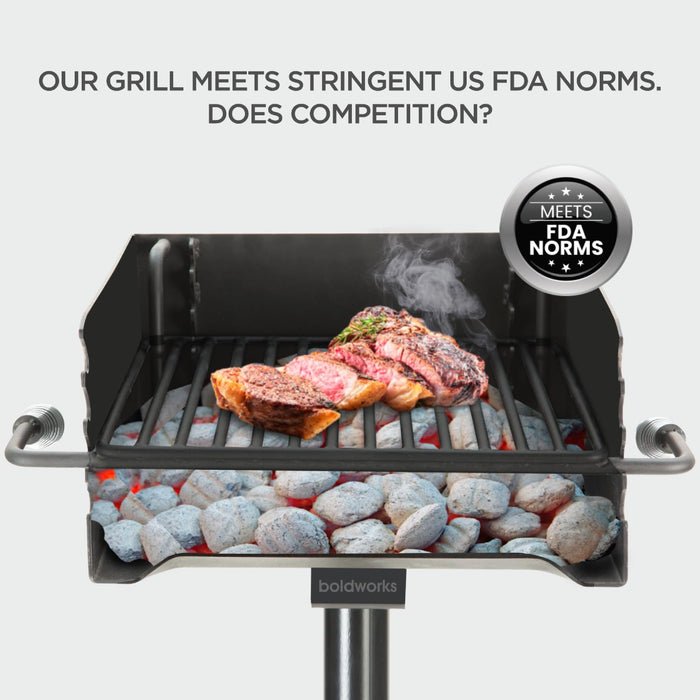 Park Grill Park Style Charcoal Grill in Ground Heavy Duty for Commercial and Outdoor Cooking Rustproof and 360 Degree Swivel 16X16 Inch