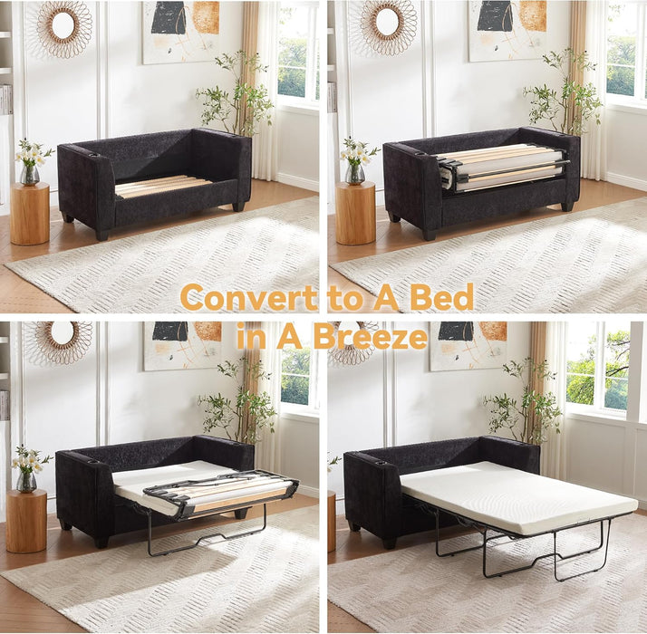 65 Inch Transformable Sofa Bed MemoryFoam Mattress