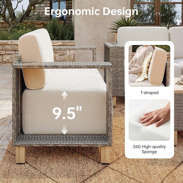 Patio Furniture Set, Outdoor Sectional with 9.5'' Thick Cushion