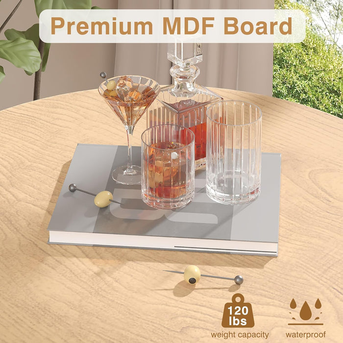 36” High Top Bar Table, Sturdy Frame with Metal Base for Cocktail, Pub, Easy Assembly, Oak