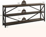Industrial Console Sofa Table,70.8 Inch Extra Long Entryway Table with 3 Tier Wood Storage Shelf for Living Room, Hallway, Entrance, Narrow Sofa Table with Metal Frame, Black and Brown