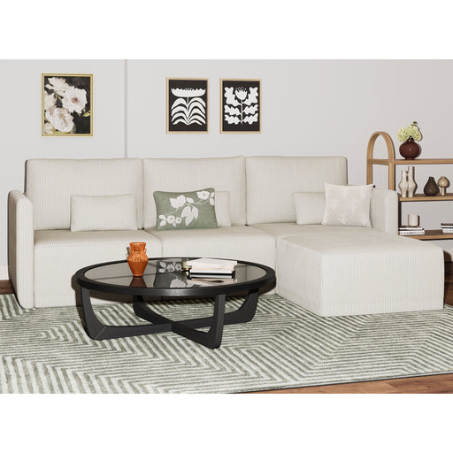 Drew Modular Sectional Sofa with Ottoman by Drew Barrymore, Vanilla Cord