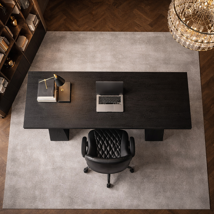 63" Executive Office Desk with Ergonomic Swivel Task Chair Black Set