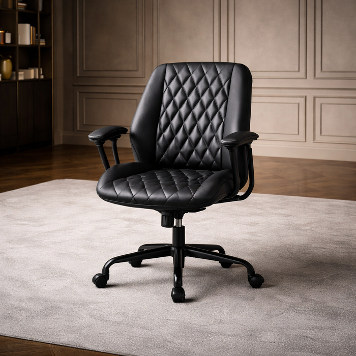 63" Executive Office Desk with Ergonomic Swivel Task Chair Black Set