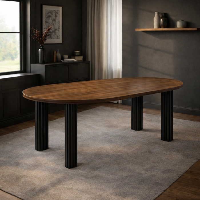 Extendable Round Dining Table with 6 Upholstered PU Leather Chairs Set