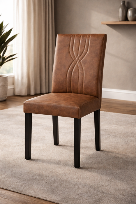 Extendable Round Dining Table with 6 Upholstered PU Leather Chairs Set