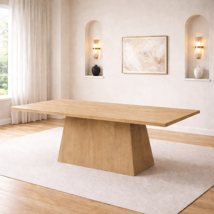 82" Walnut Finished Solid Wood Dining Table with 6 Fabric Upholstered Chairs Light Natural