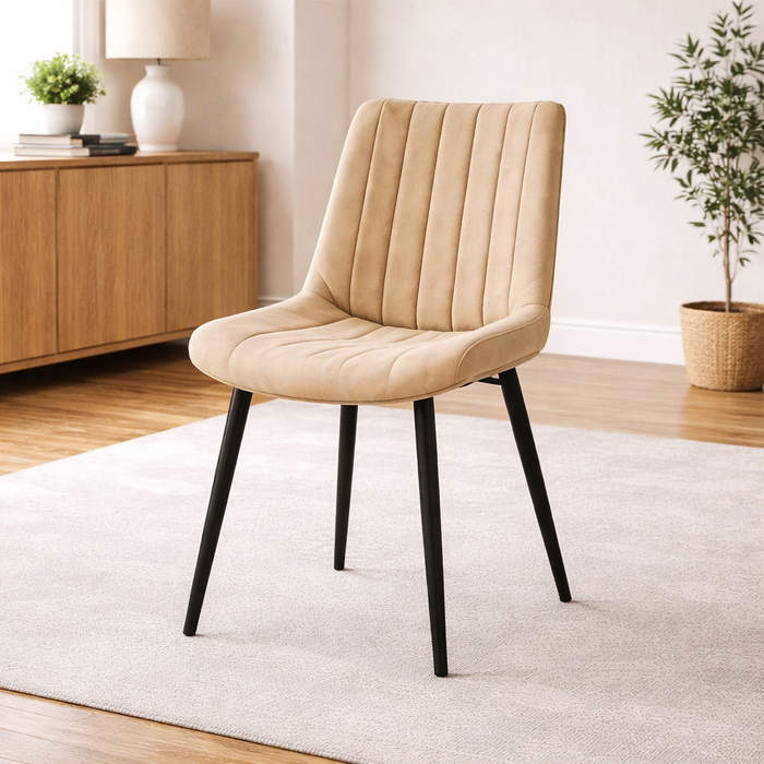 Farmhouse Wood Dining Table with 6 High-Back Upholstered Chairs Oak & Black