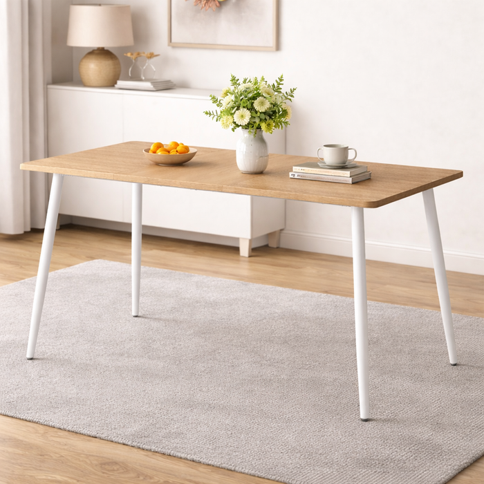 Modern Dining Room Table with 6 Upholstered Chairs Set