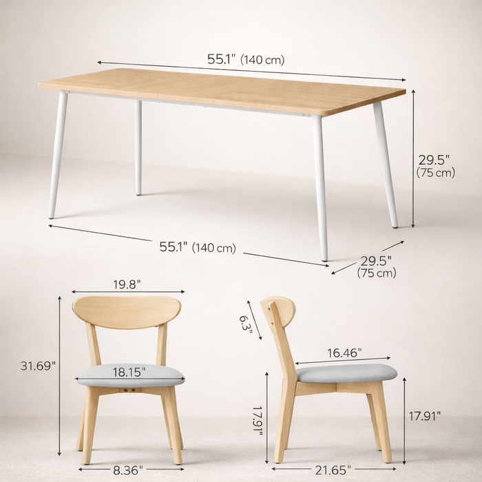 Modern Dining Room Table with 6 Upholstered Chairs Set