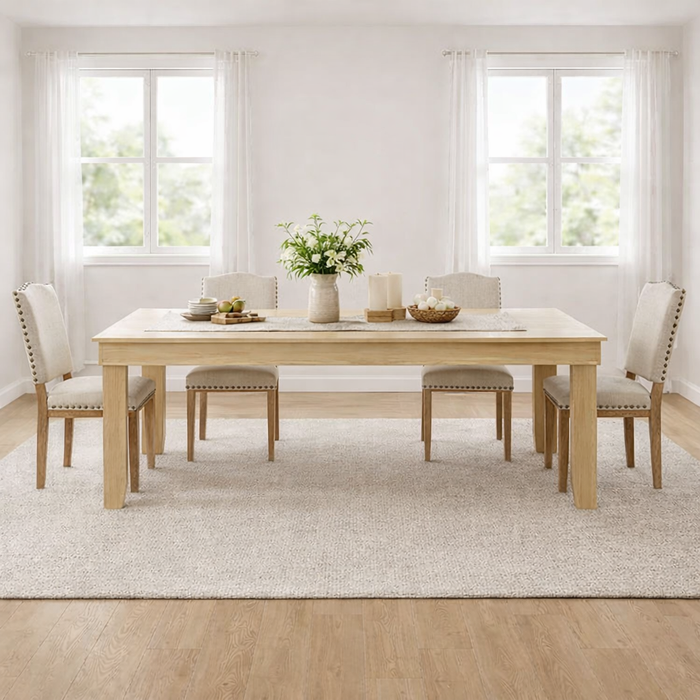 71-Inch Farmhouse Dining Table With Upholstered Chairs