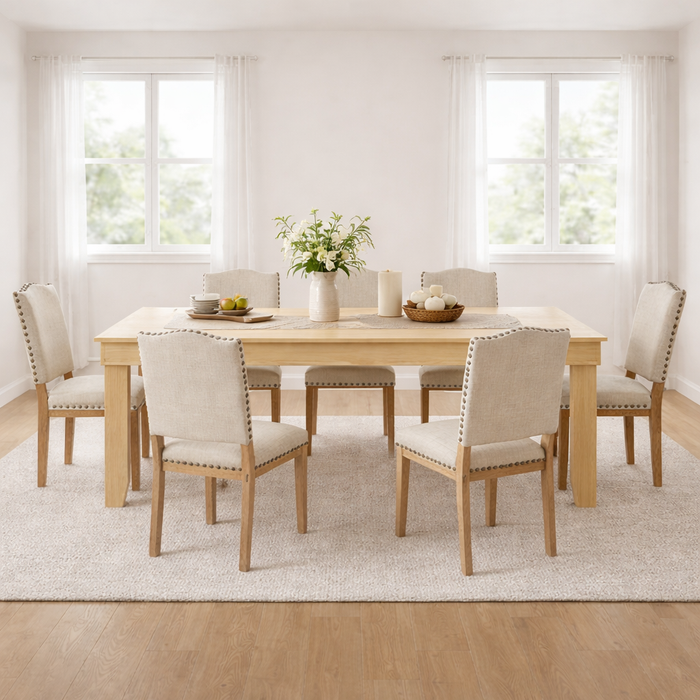 71-Inch Farmhouse Dining Table With Upholstered Chairs