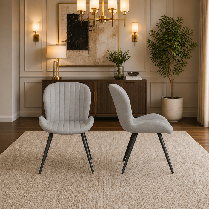 47 Inch Round Farmhouse Dining Table Set for 4-6 with 4 Upholstered Chairs Gray