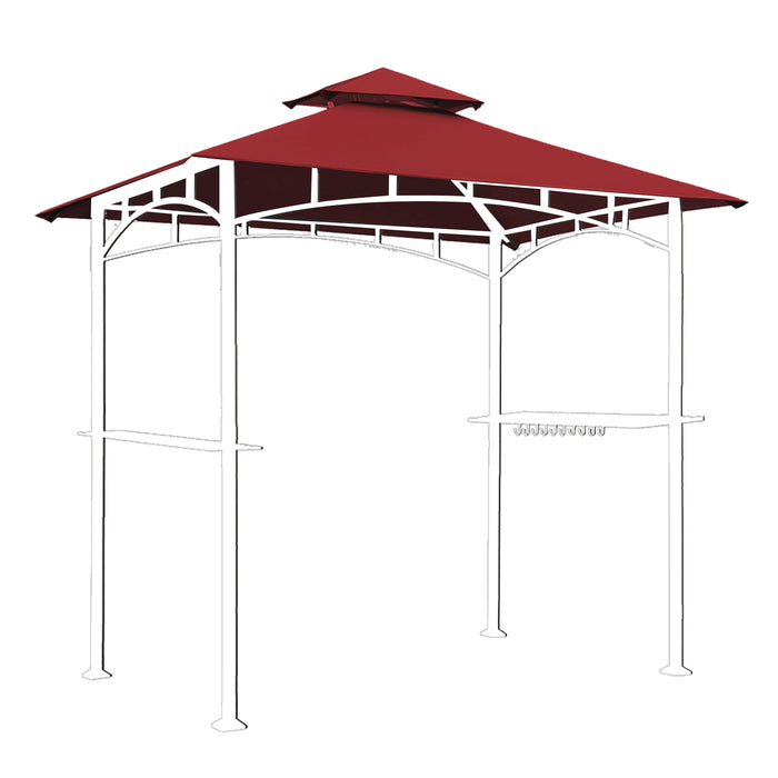 Eurmax 5X8 Grill Gazebo Replacement Canopy Double Tiered BBQ Canopy Roof,Burgundy