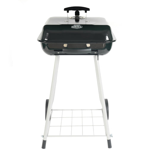 17.5" Square Steel Charcoal Grill with Wheels, Black, New