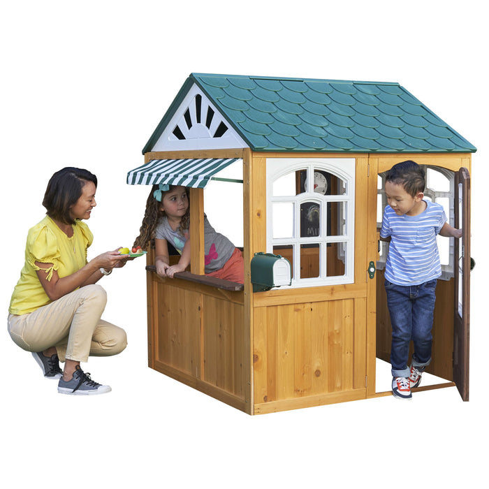 Garden View Outdoor Wooden Playhouse with Ringing Doorbell