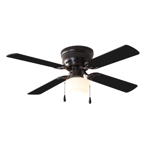 42 Inch Hugger Indoor Ceiling Fan with Light Kit, Black, 4 Blades, LED Bulb, Reverse Airflow