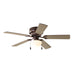 44 Inch Hugger Indoor Ceiling Fan with Light Kit, Bronze, 5 Blades, Reverse Airflow