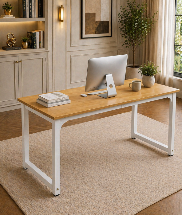 63" White Modern Computer Desk & Ergonomic High Back Office Chair Set